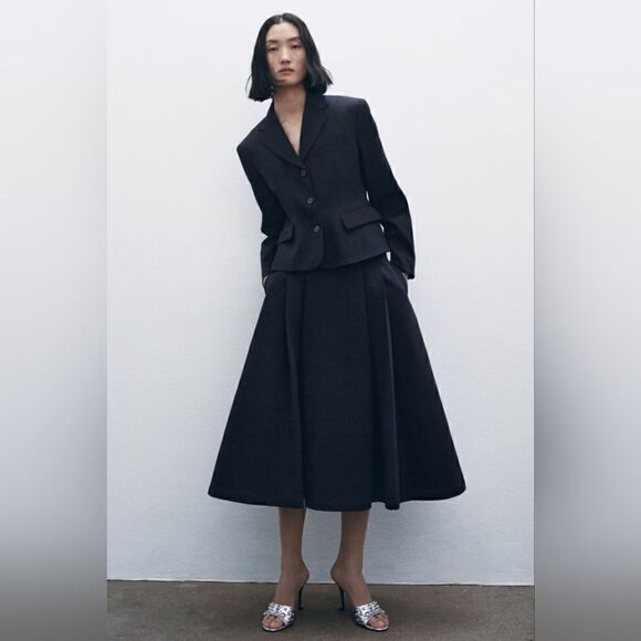 ZARA SWOOL TAILORED BLAZER BLACK - Picture 12 of 13